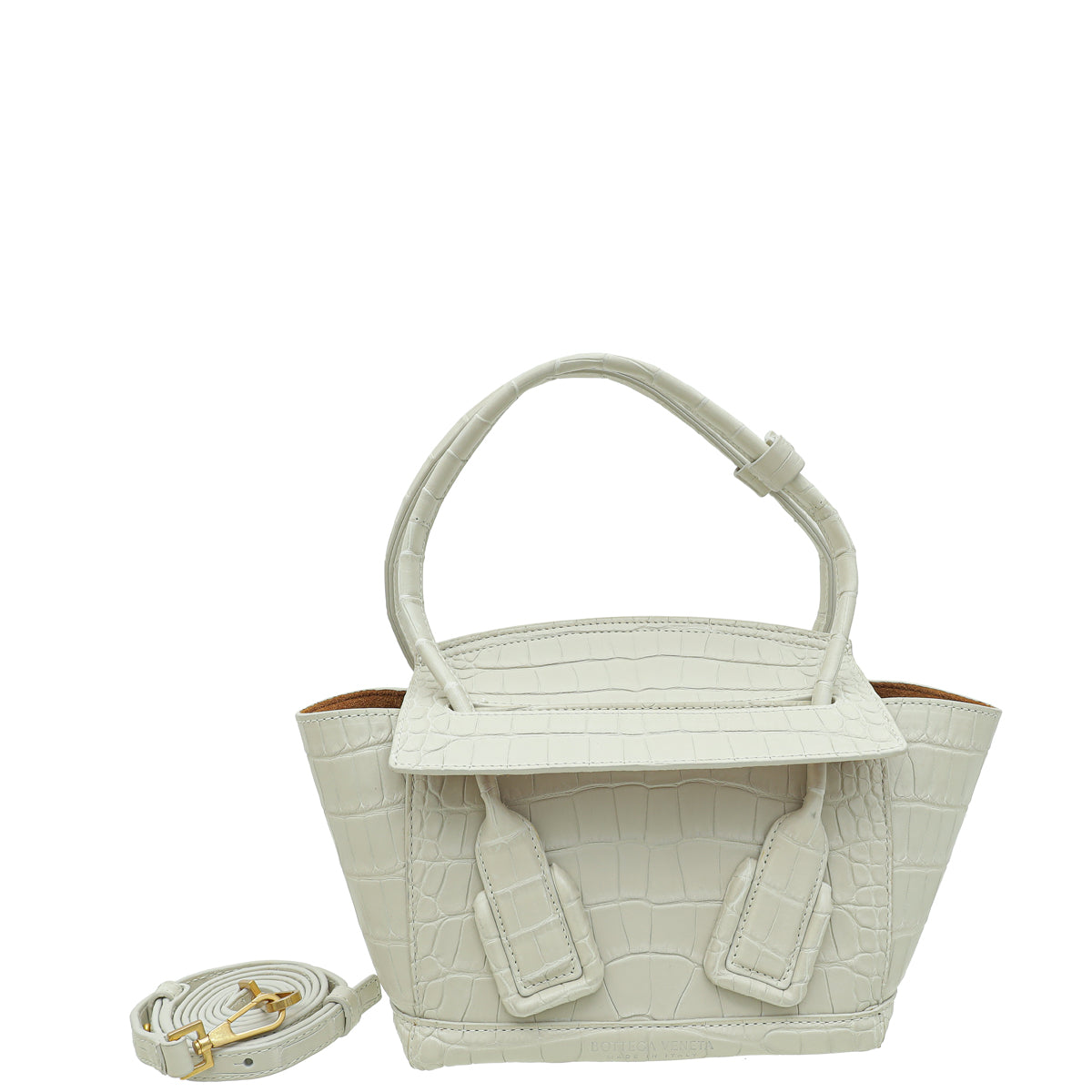 Bottega Veneta Ivory Cream Alligator Arco Mini Bag