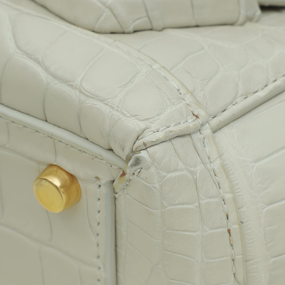 Bottega Veneta Ivory Cream Alligator Arco Mini Bag