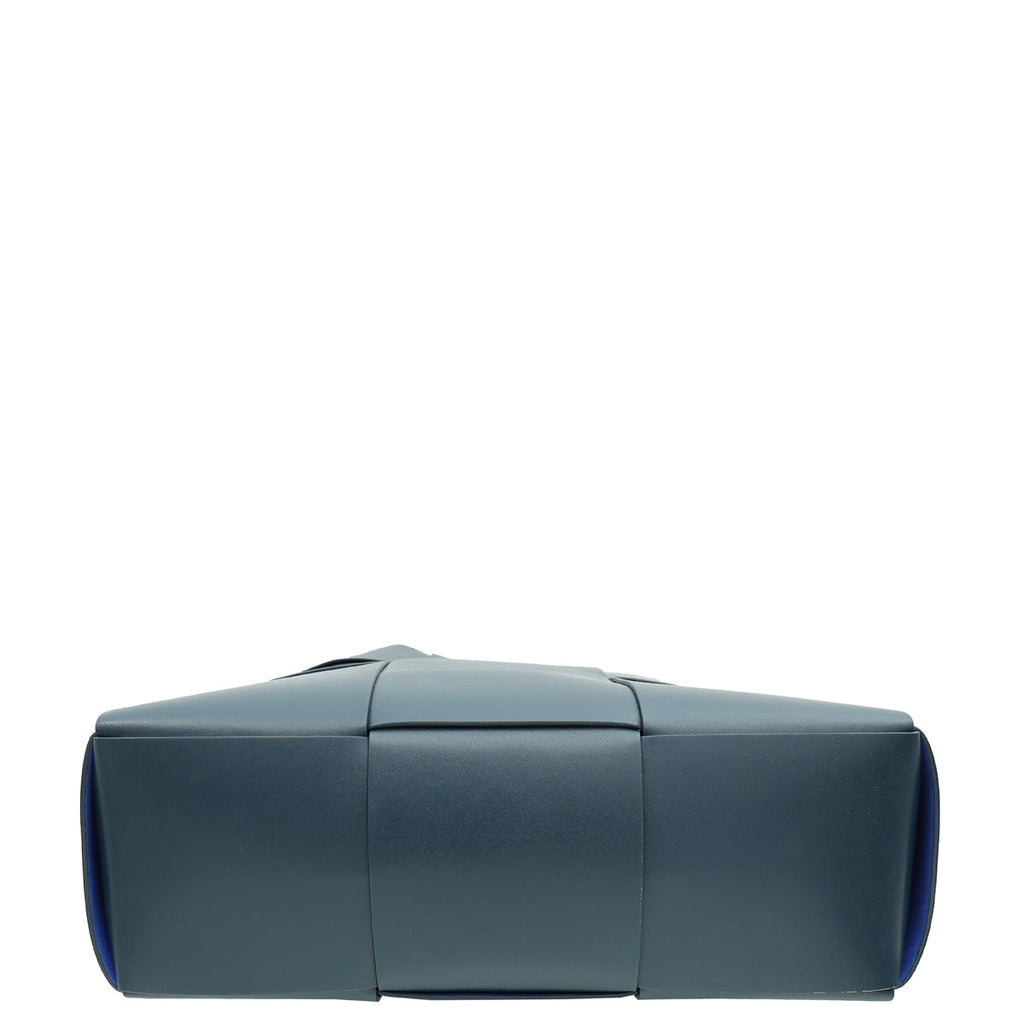 Bottega Veneta  Dark Teal Maxi Intrecciato Vertical Arco Tote Bag
