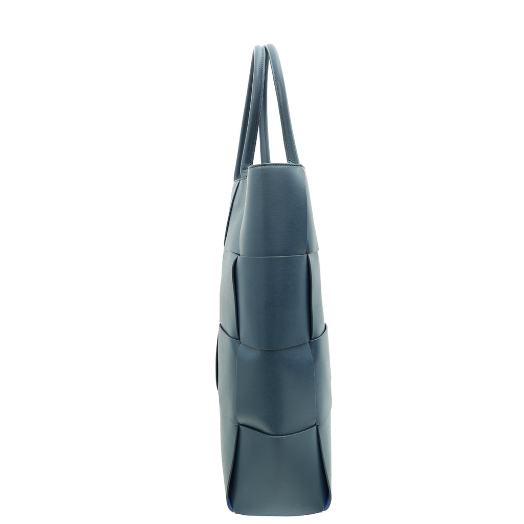 Bottega Veneta  Dark Teal Maxi Intrecciato Vertical Arco Tote Bag
