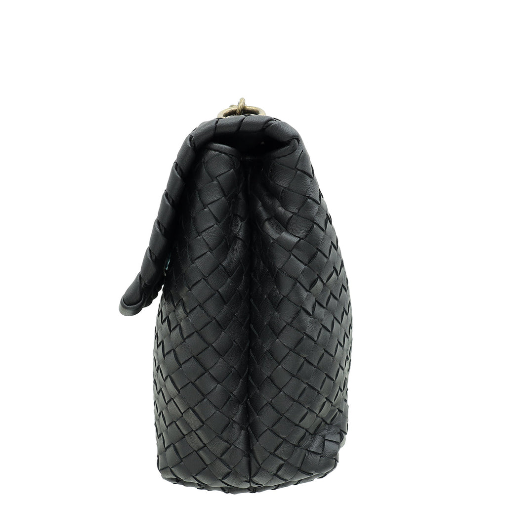 Bottega Veneta Black Intrecciato Nappa Olimpia Medium Bag