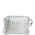 Bottega Veneta Metallic Silver Laminated Intrecciato Nappa Loop Small Camera Bag