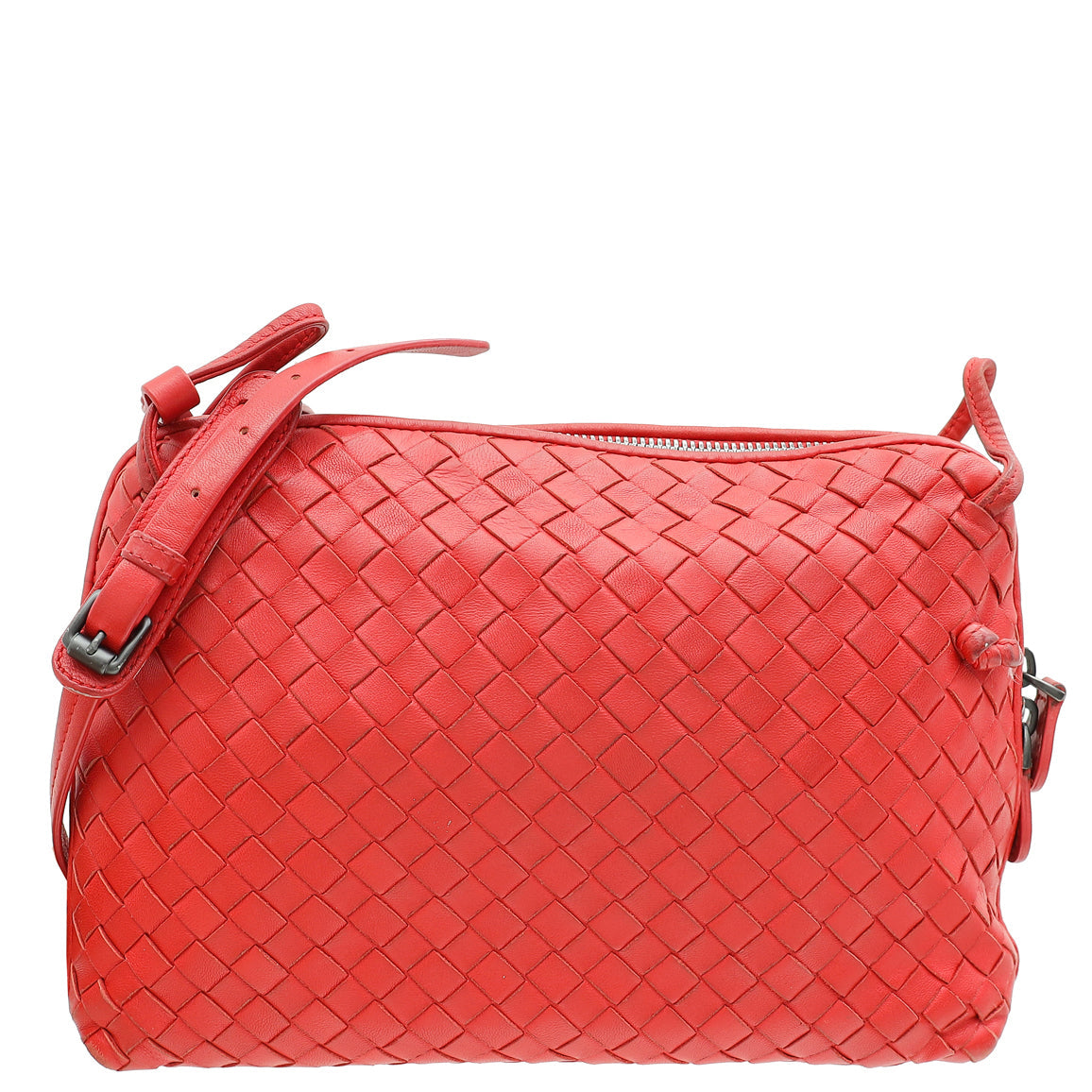 Bottega Veneta Red Intrecciato Nodini Crossbody Bag