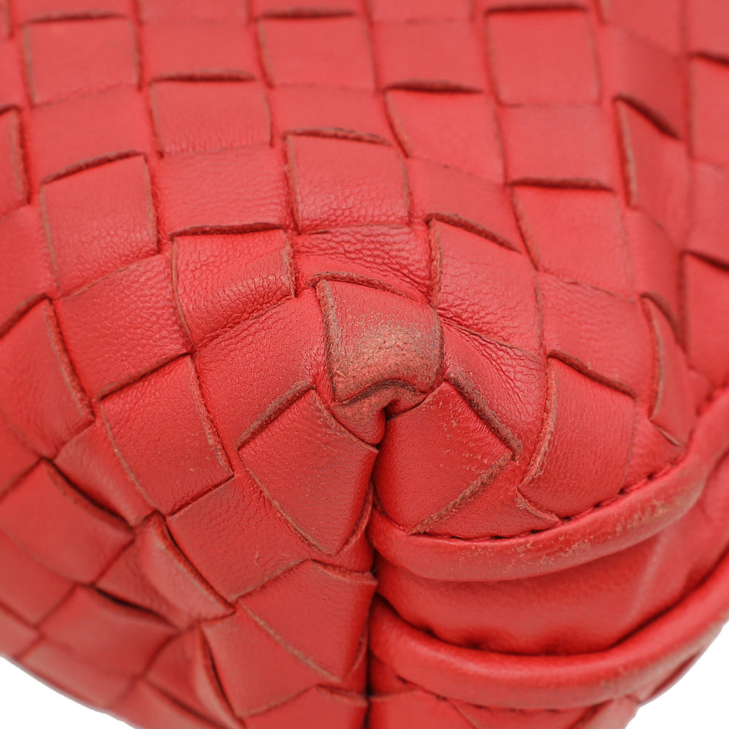 Bottega Veneta Red Intrecciato Nodini Crossbody Bag
