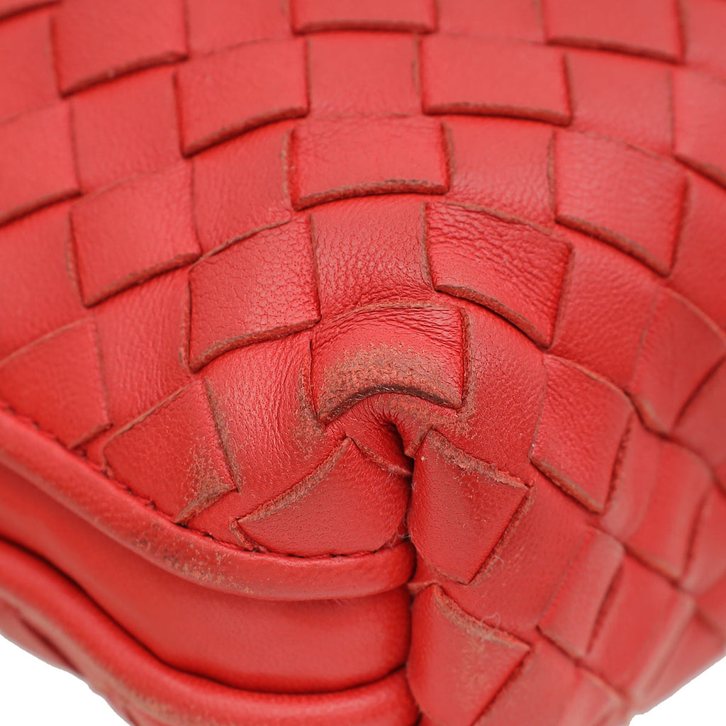 Bottega Veneta Red Intrecciato Nodini Crossbody Bag
