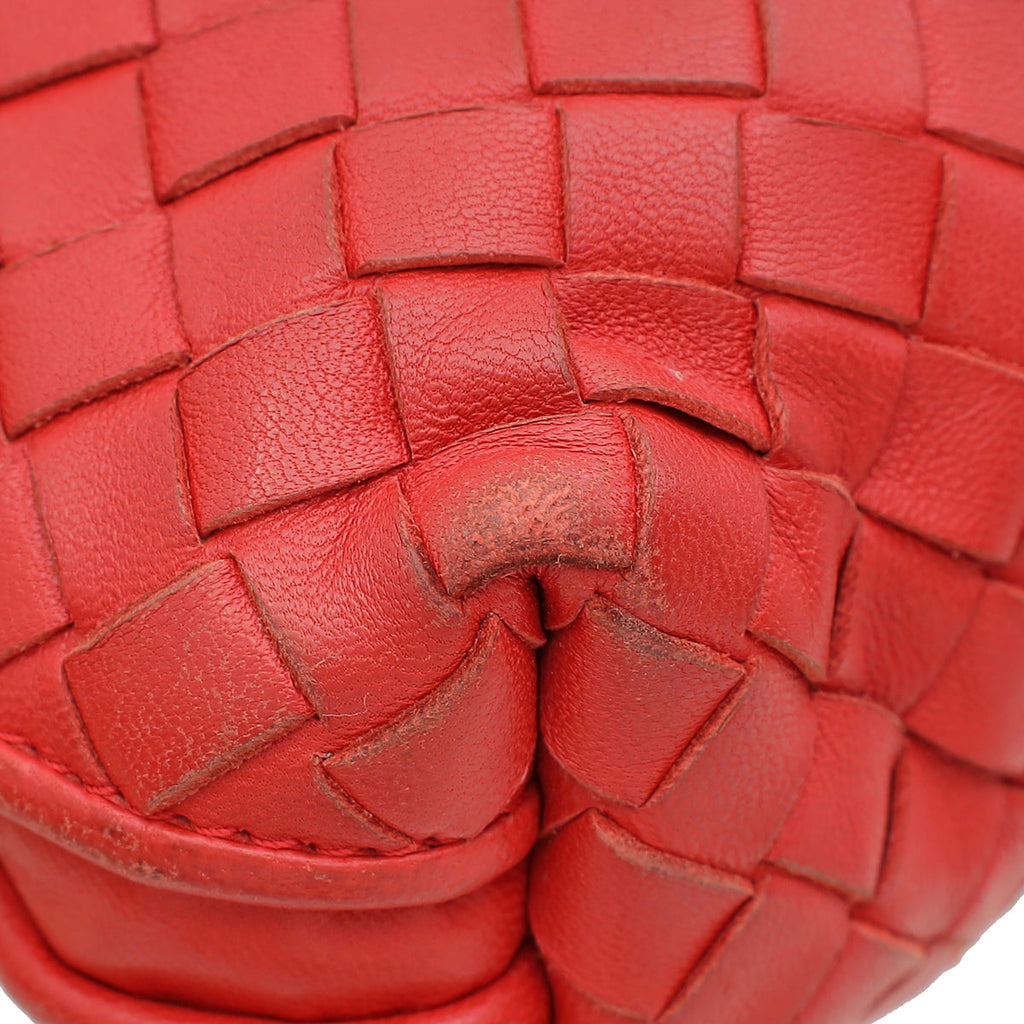 Bottega Veneta Red Intrecciato Nodini Crossbody Bag