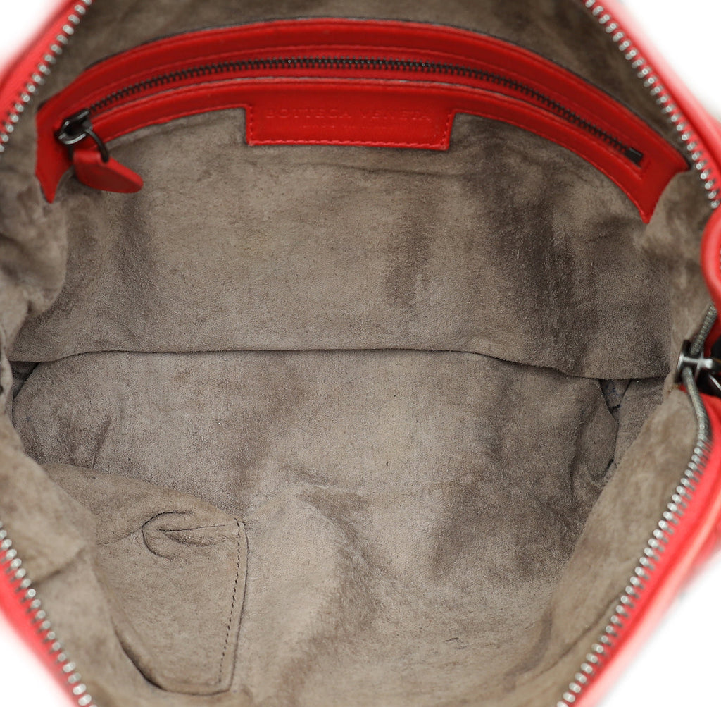 Bottega Veneta Red Intrecciato Nodini Crossbody Bag