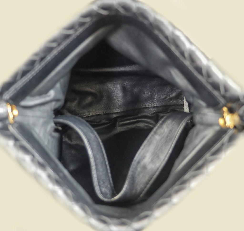 Bottega Veneta Black Intrecciato "The Fold" Crossbody Bag