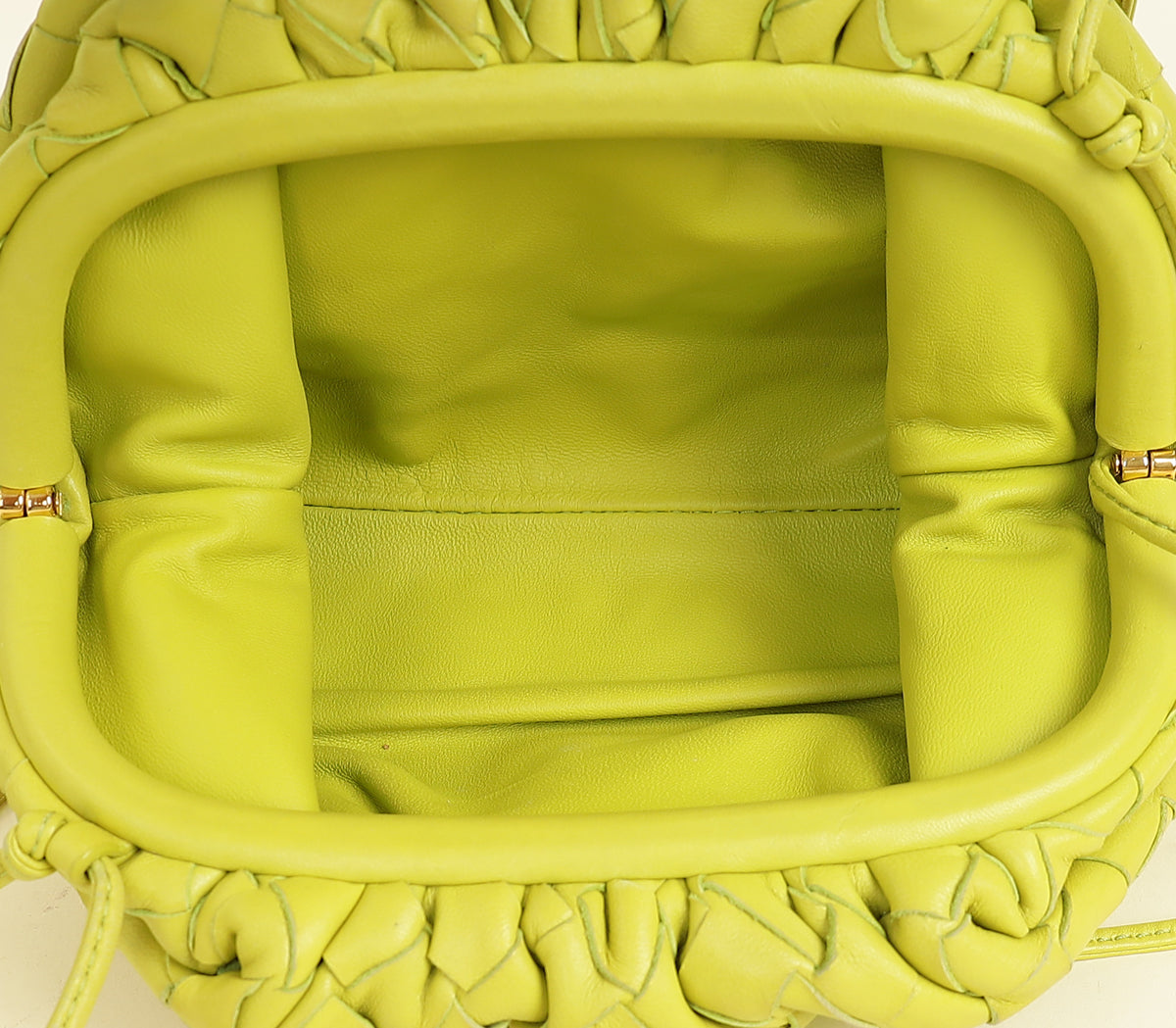 Bottega Veneta Lime Green Intrecciato Mini Pouch