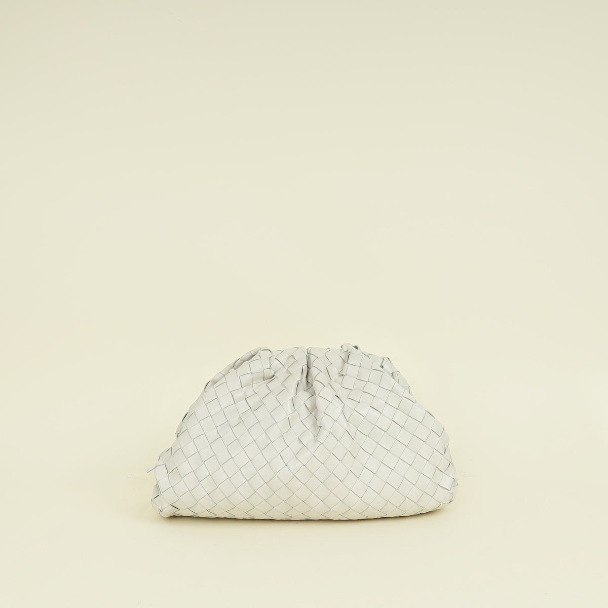 Bottega Veneta Plaster White Intrecciato The Pouch Clutch Bag