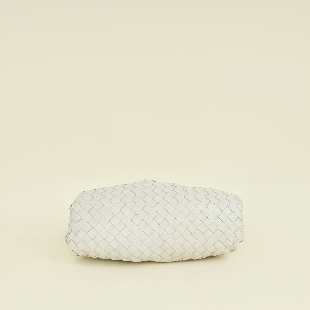 Bottega Veneta Plaster White Intrecciato The Pouch Clutch Bag