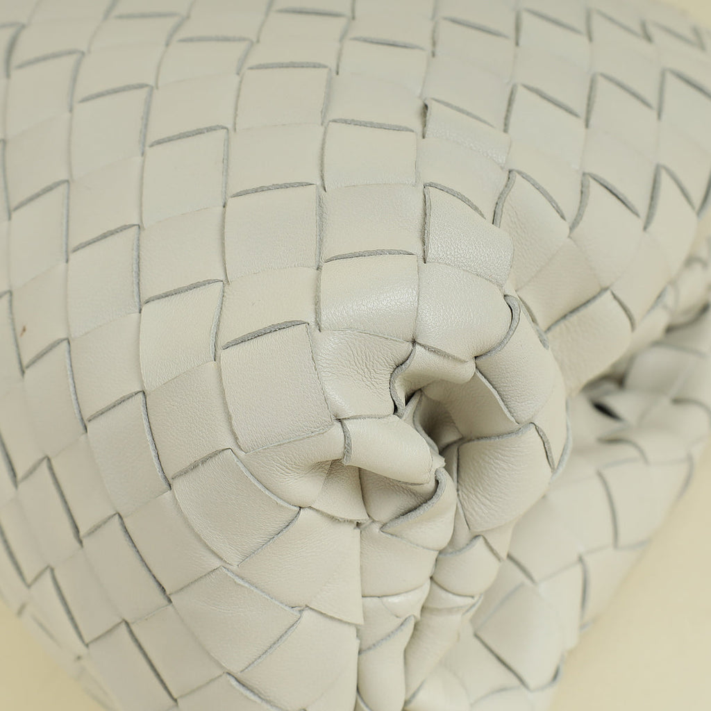 Bottega Veneta Plaster White Intrecciato The Pouch Clutch Bag
