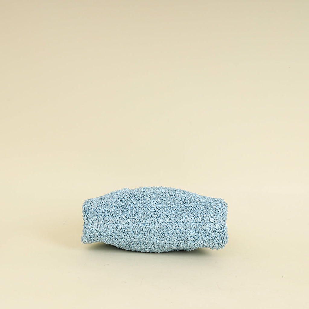 Bottega Veneta Light Blue Curly Raffia Mini Pouch Bag