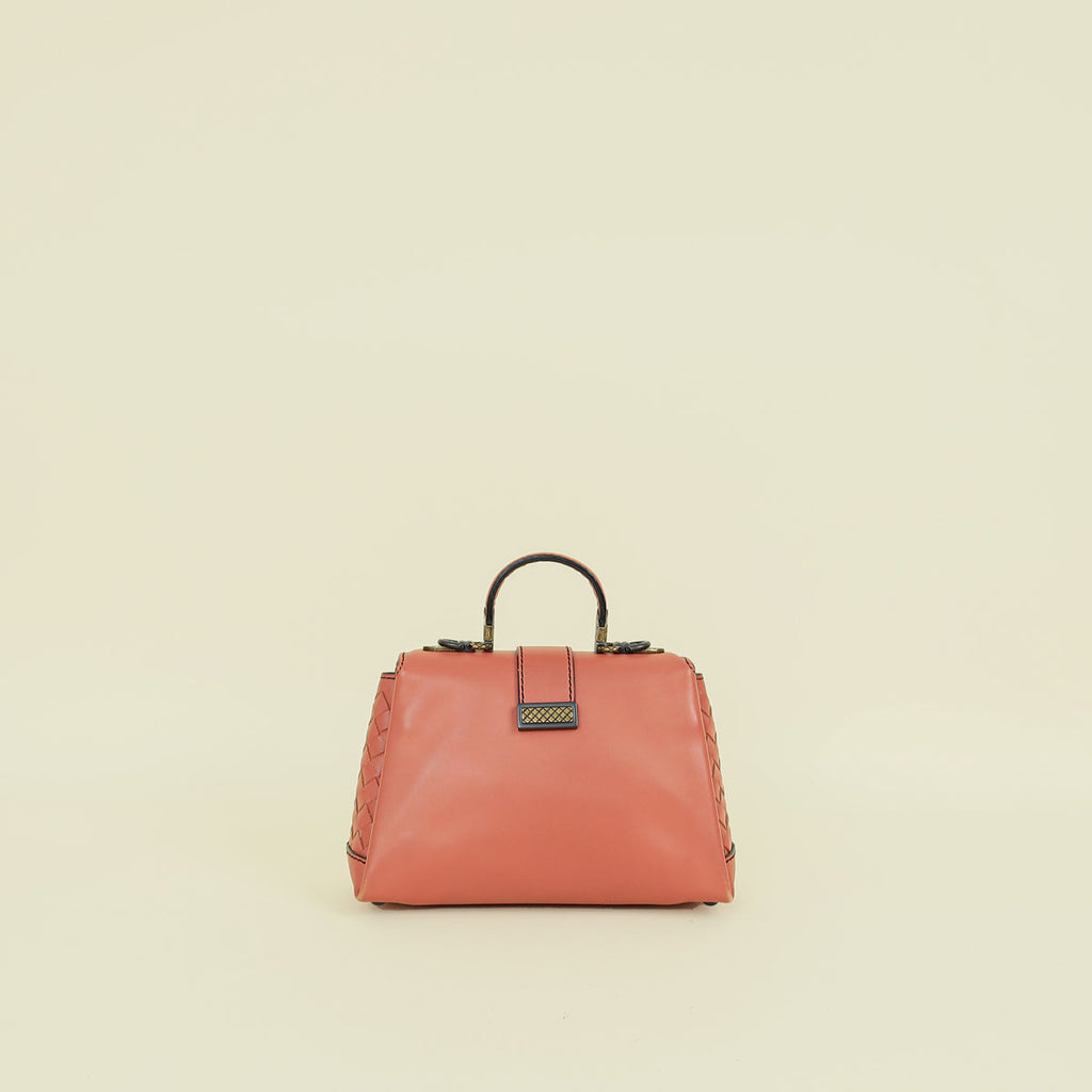Bottega Veneta Coral Orange Mini Piazza Top Handle Bag