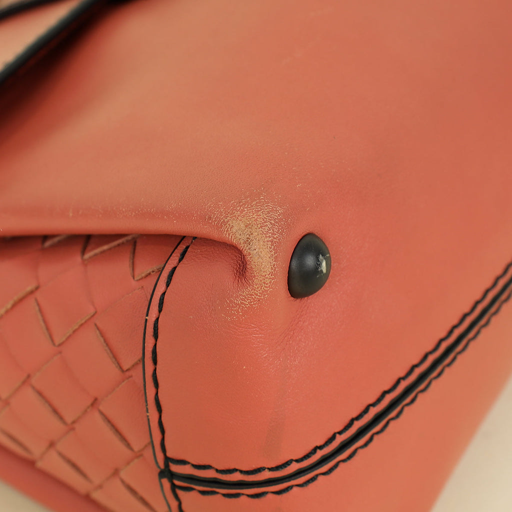 Bottega Veneta Coral Orange Mini Piazza Top Handle Bag