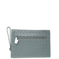 Bottega Veneta Grey Intrecciato Nappa Half Zip Pouch