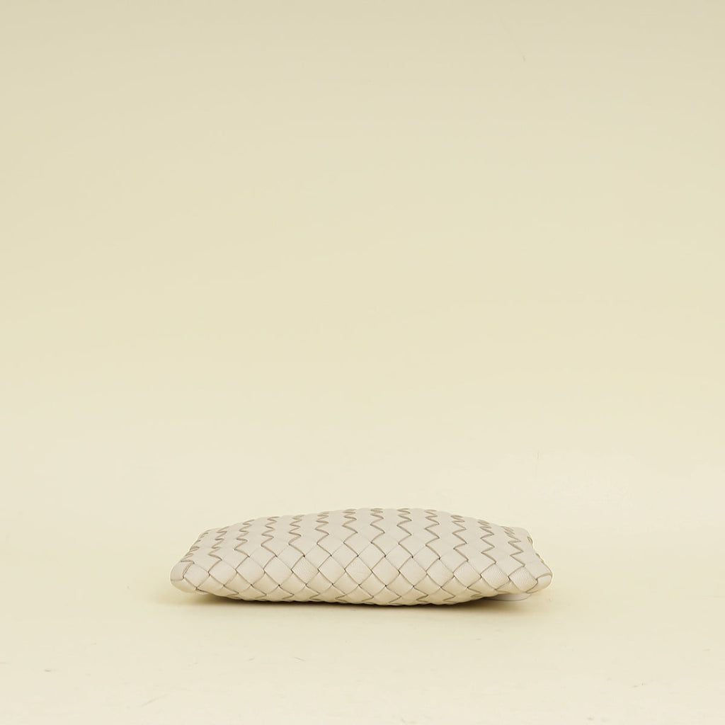 Bottega Veneta Ivory Intrecciato Zipped Pouch on Strap