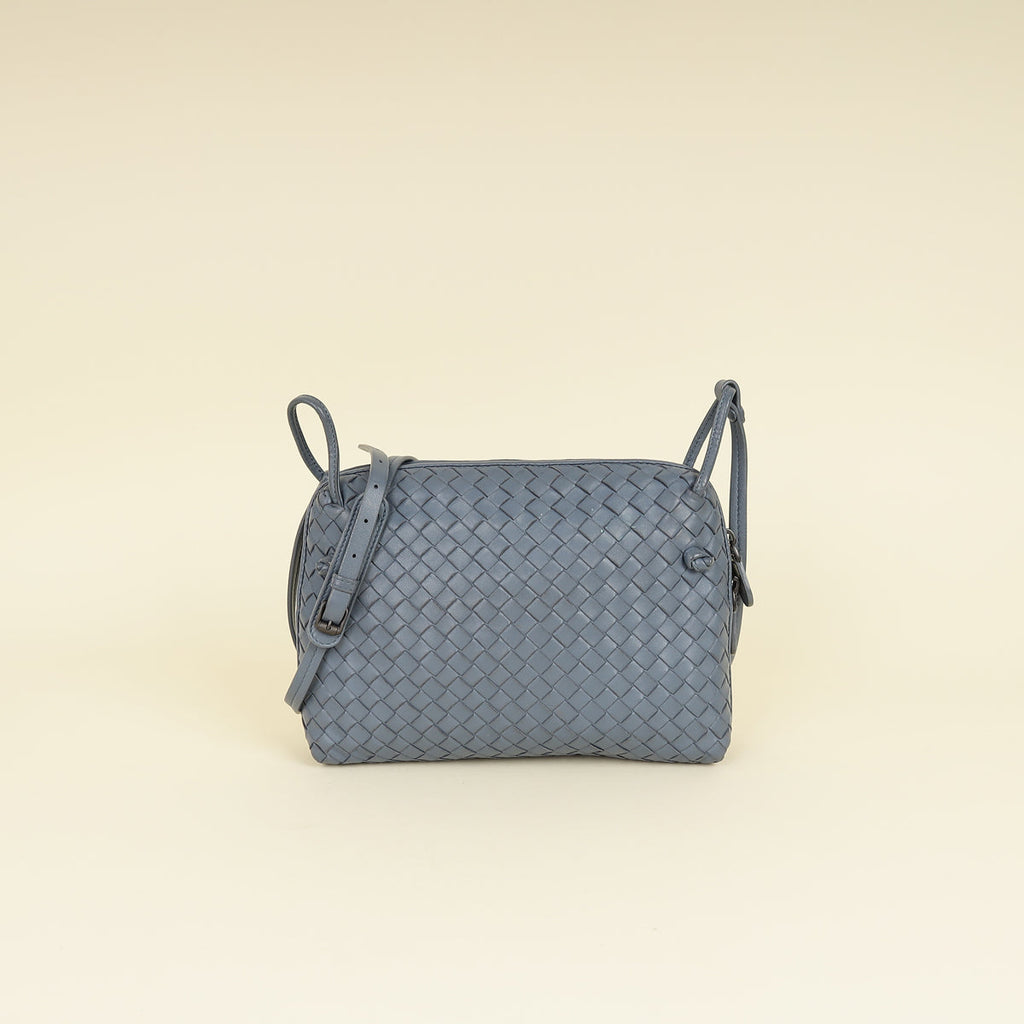 Bottega Veneta Bluish Grey Intrecciato Nappa Nodini Crossbody Bag