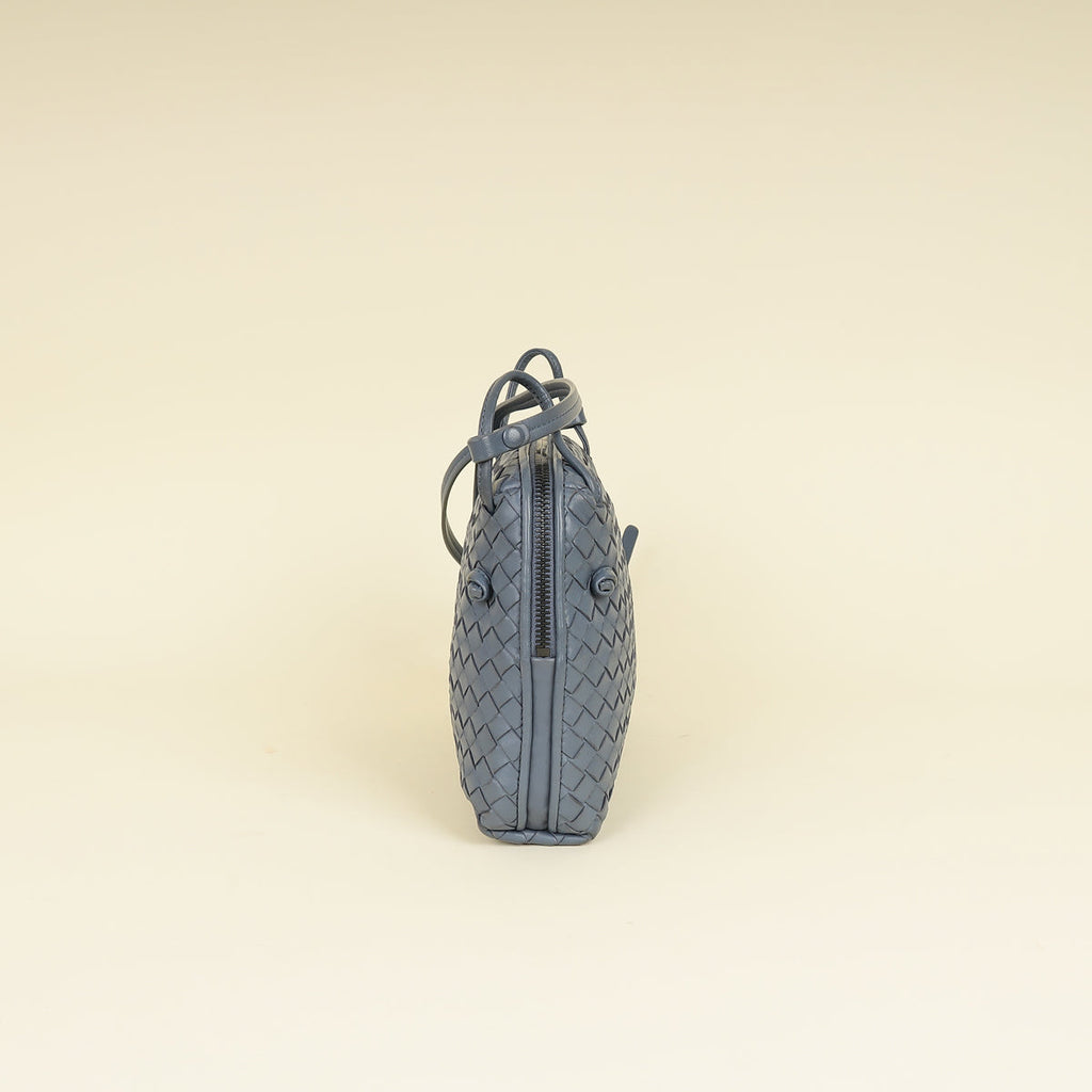 Bottega Veneta Bluish Grey Intrecciato Nappa Nodini Crossbody Bag