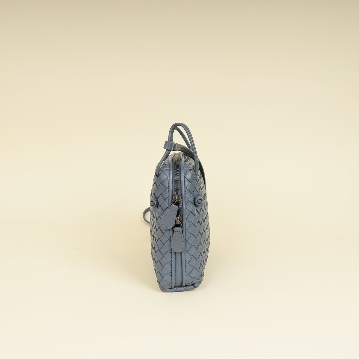 Bottega Veneta Bluish Grey Intrecciato Nappa Nodini Crossbody Bag