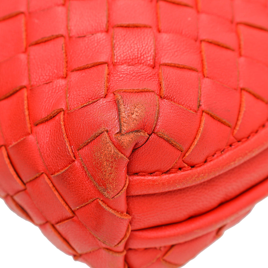 Bottega Veneta Metallic Red Intrecciato Intrecciato Nodini Crossbody Bag