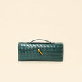 Bottega Veneta Metallic Emerald Intrecciato Andiamo Clutch