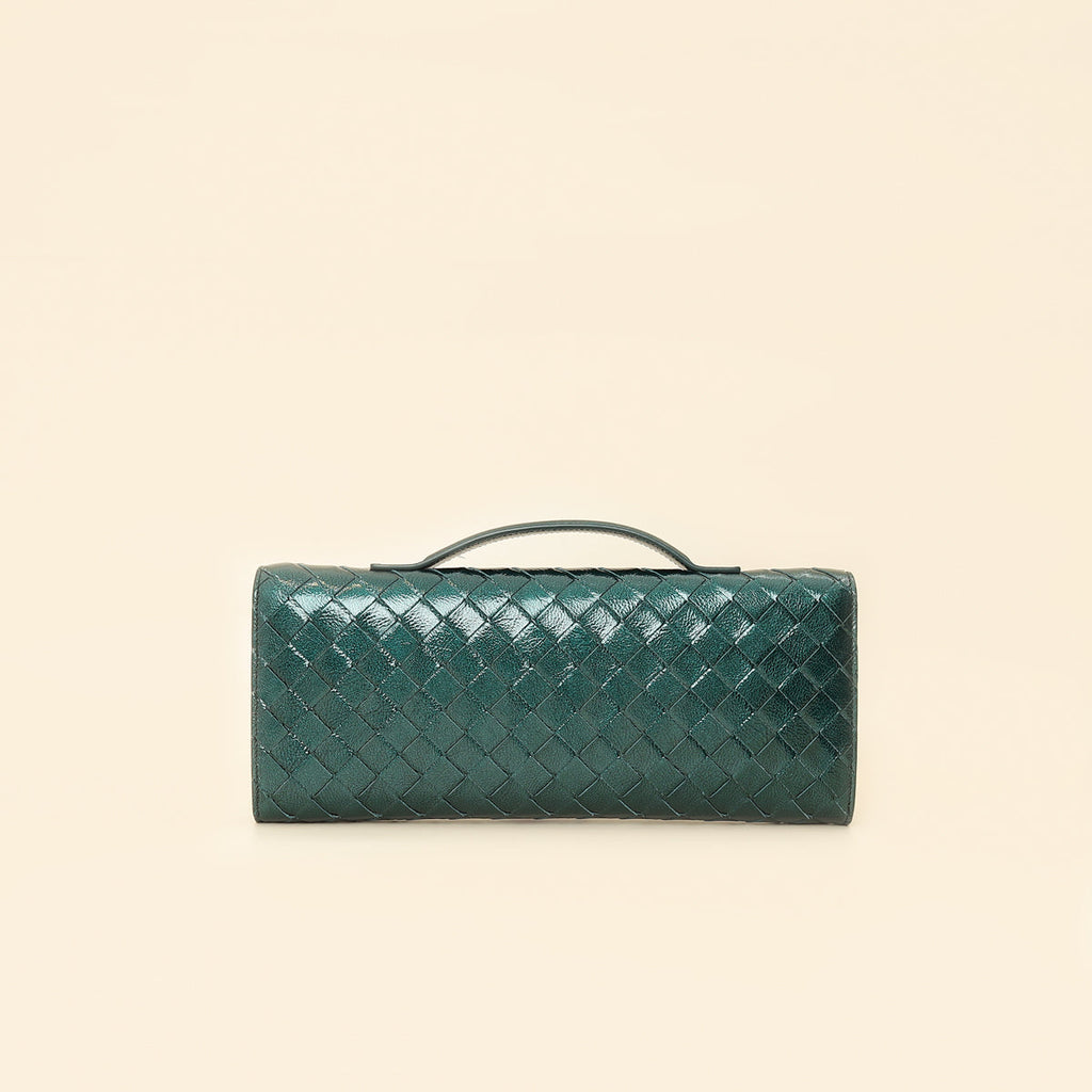 Bottega Veneta Metallic Emerald Intrecciato Andiamo Clutch