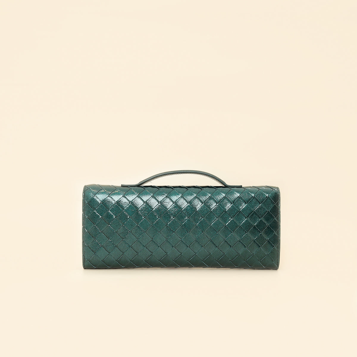 Bottega Veneta Metallic Emerald Intrecciato Andiamo Clutch
