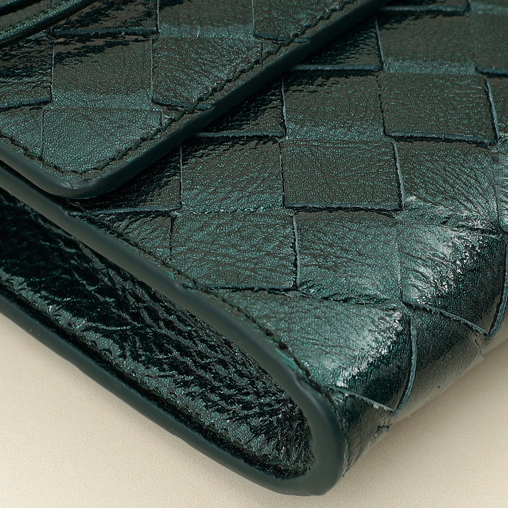 Bottega Veneta Metallic Emerald Intrecciato Andiamo Clutch