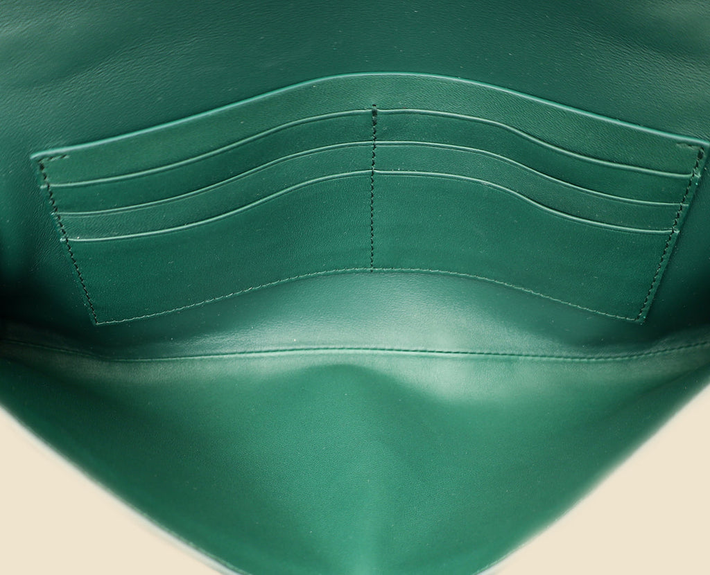 Bottega Veneta Metallic Emerald Intrecciato Andiamo Clutch