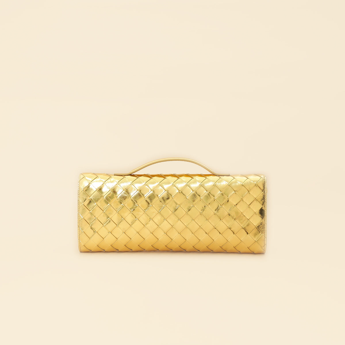 Bottega Veneta Metallic Gold Intrecciato Andiamo Clutch