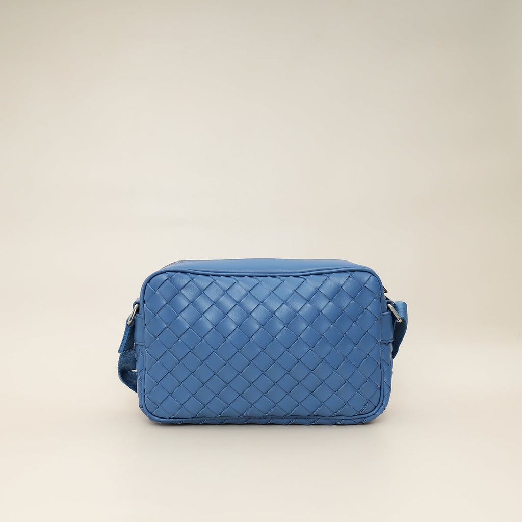 Bottega Veneta Blue Intrecciato Men's Classic Camera Bag