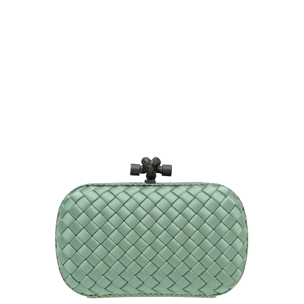 Bottega Veneta Mint Satin Ayers Stretch Knot Mini Clutch