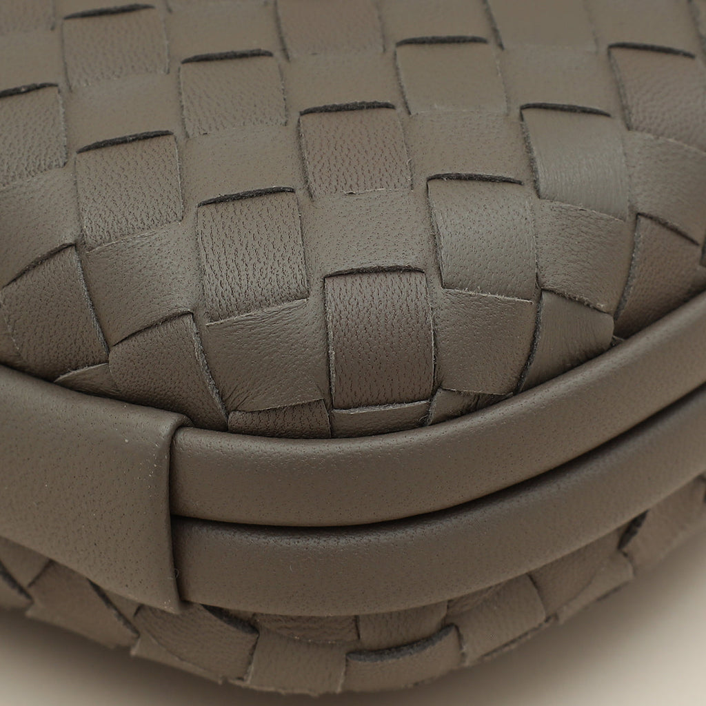 Bottega Veneta Greige Knot Intrecciato Chain Clutch Bag