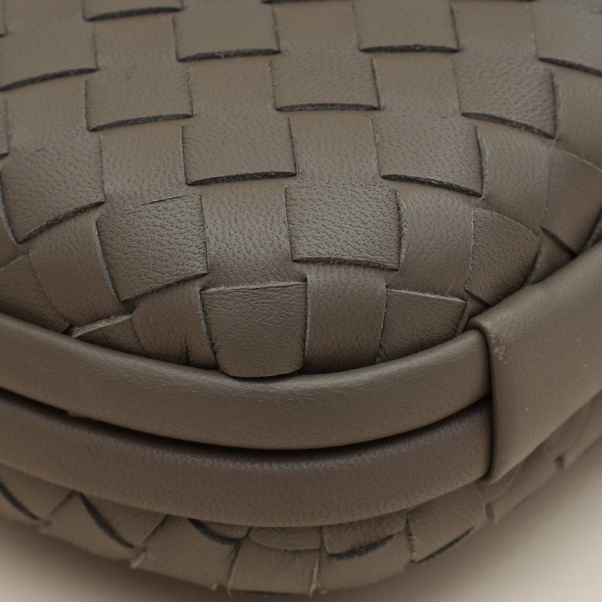 Bottega Veneta Greige Knot Intrecciato Chain Clutch Bag
