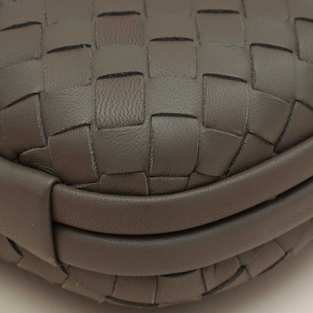 Bottega Veneta Greige Knot Intrecciato Chain Clutch Bag