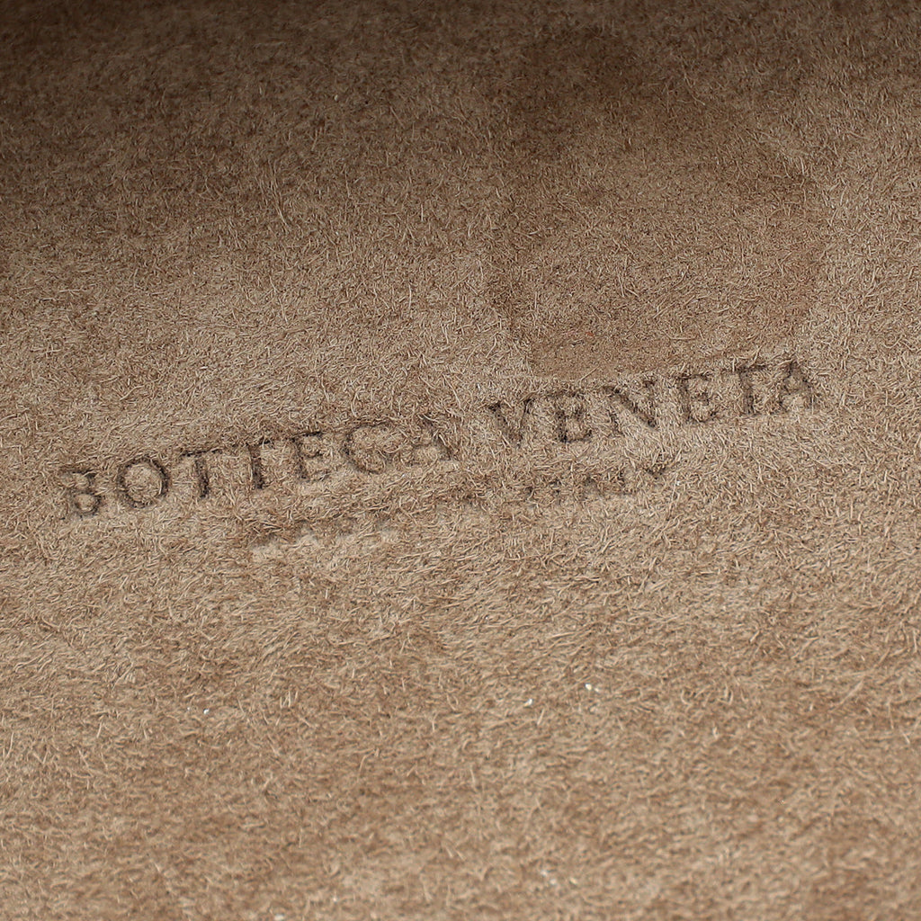 Bottega Veneta Greige Knot Intrecciato Chain Clutch Bag