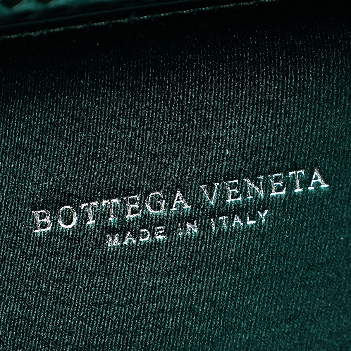 Bottega Veneta Emerald Green Intrecciato Satin Ayers Stretch Knot Clutch