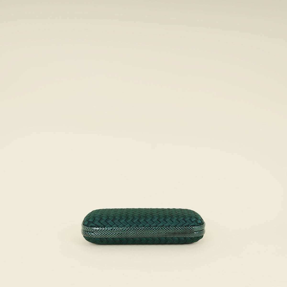 Bottega Veneta Emerald Green Intrecciato Satin Ayers Stretch Knot Clutch