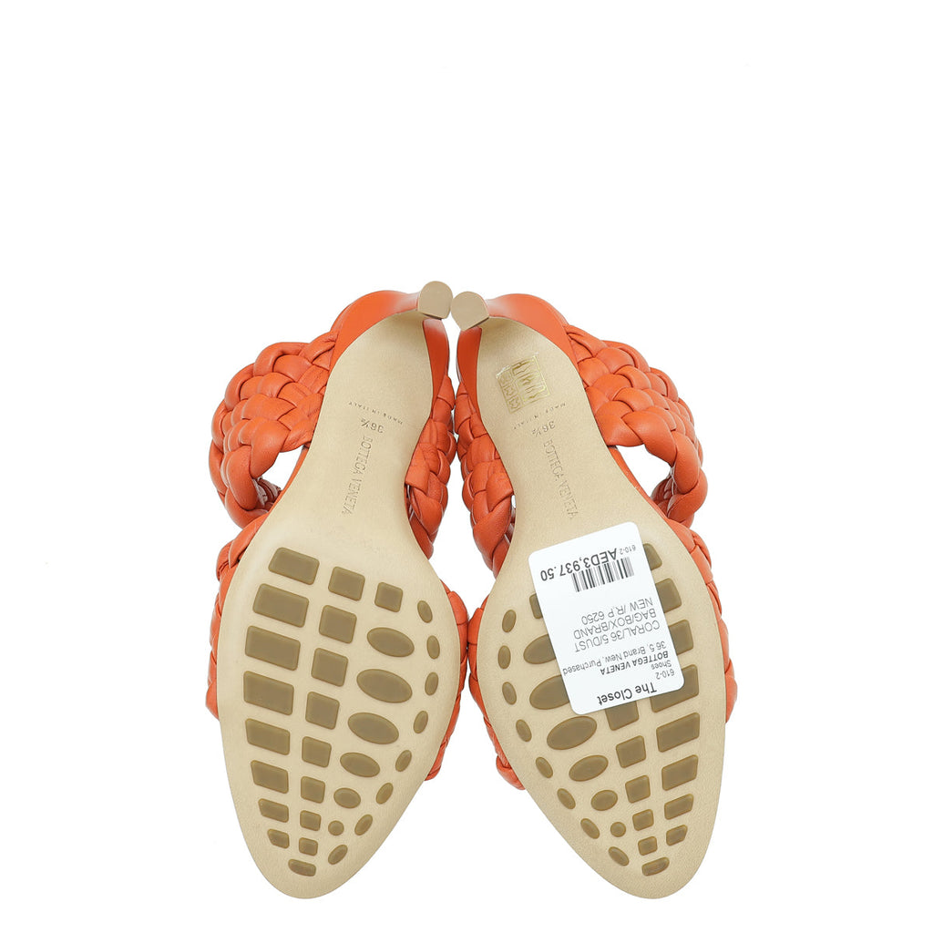 Bottega Veneta Coral Intrecciato Curve Mules 36.5