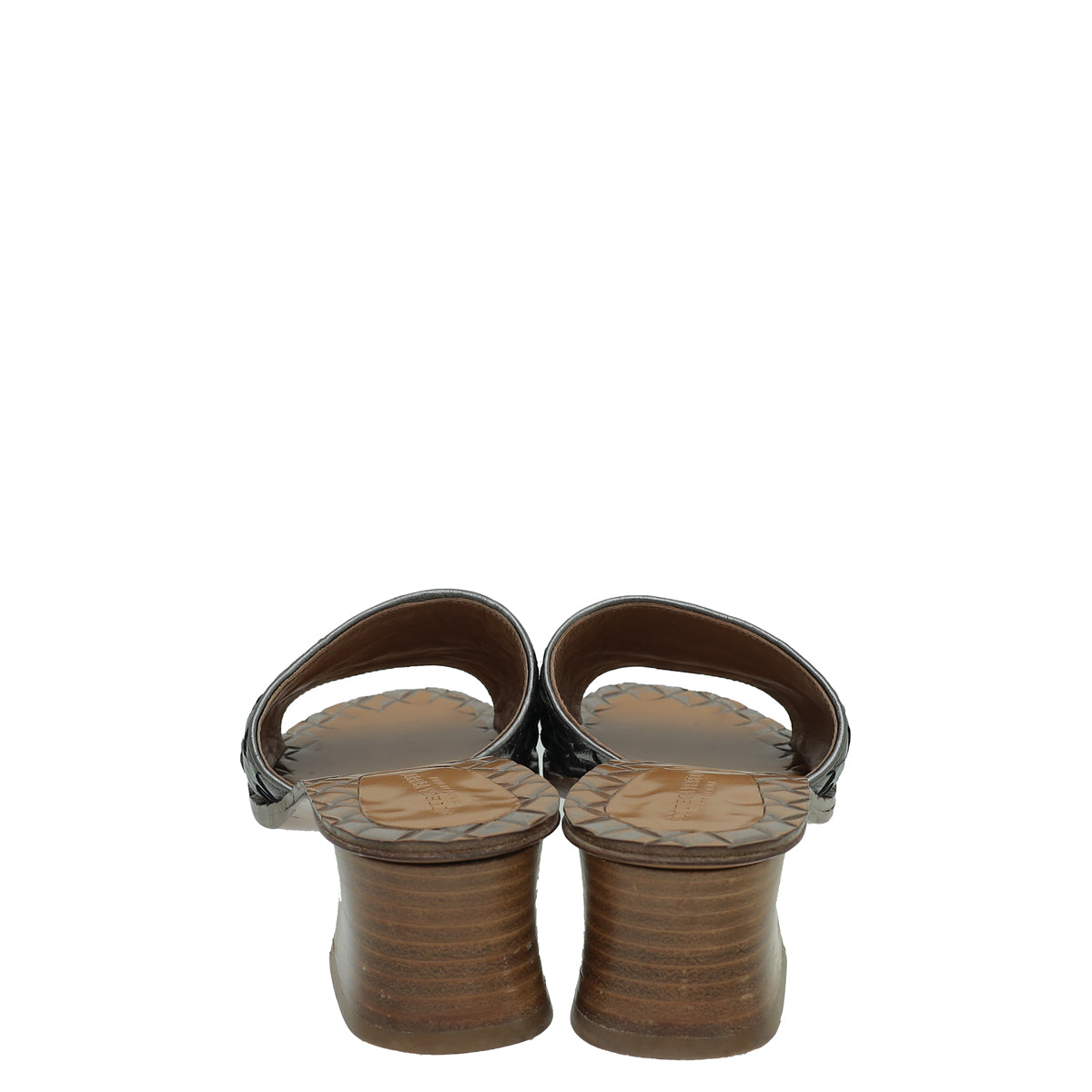 Bottega Veneta Metallic Grey Intrecciato Slide Mules 36