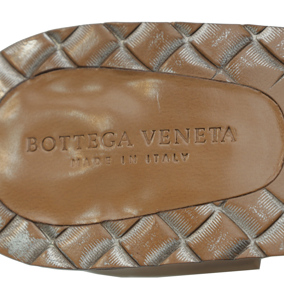 Bottega Veneta Metallic Grey Intrecciato Slide Mules 36