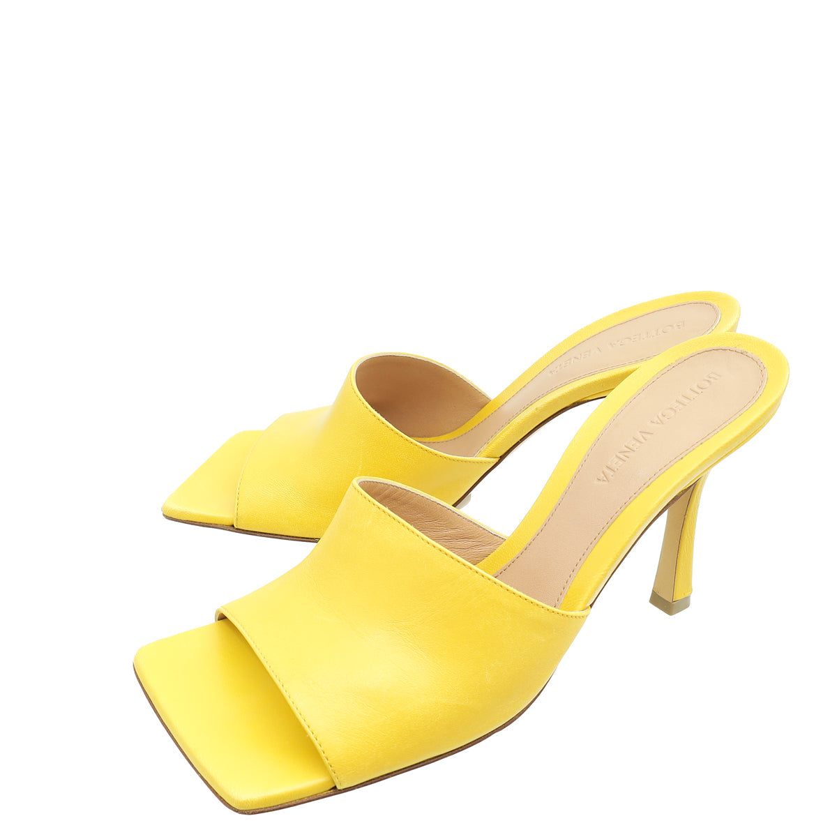 Bottega Veneta Yellow Stretch Heeled Mule 37