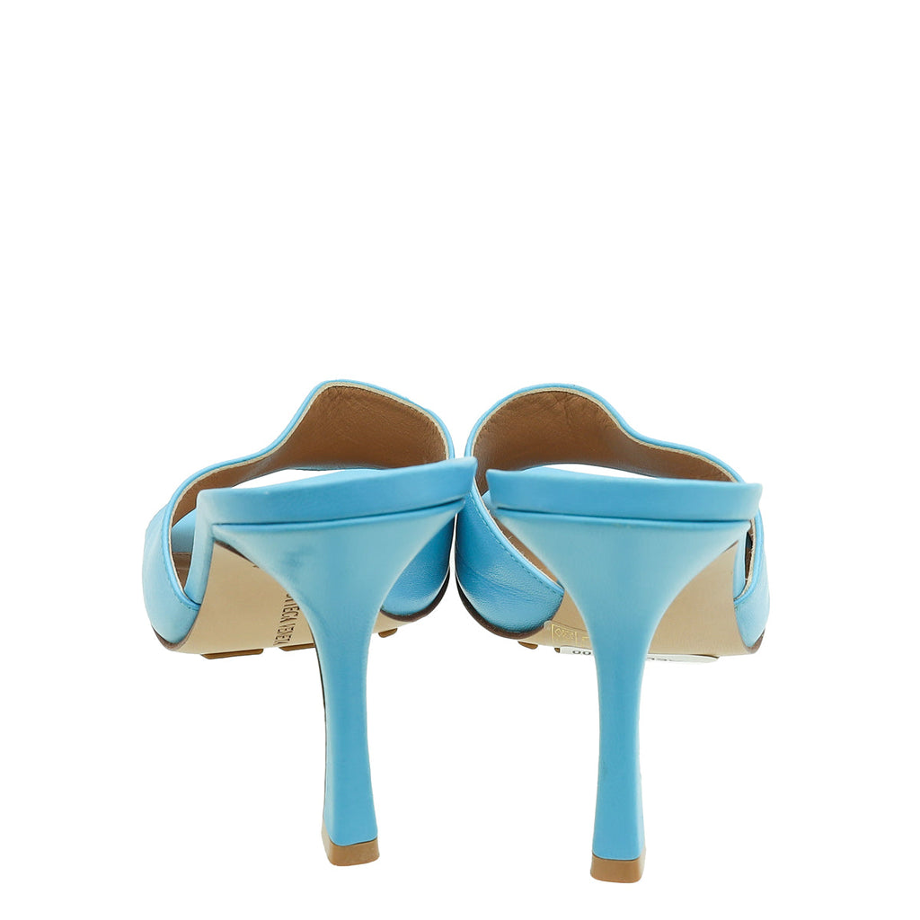 Bottega Veneta Blue Stretch Heeled Mule 37