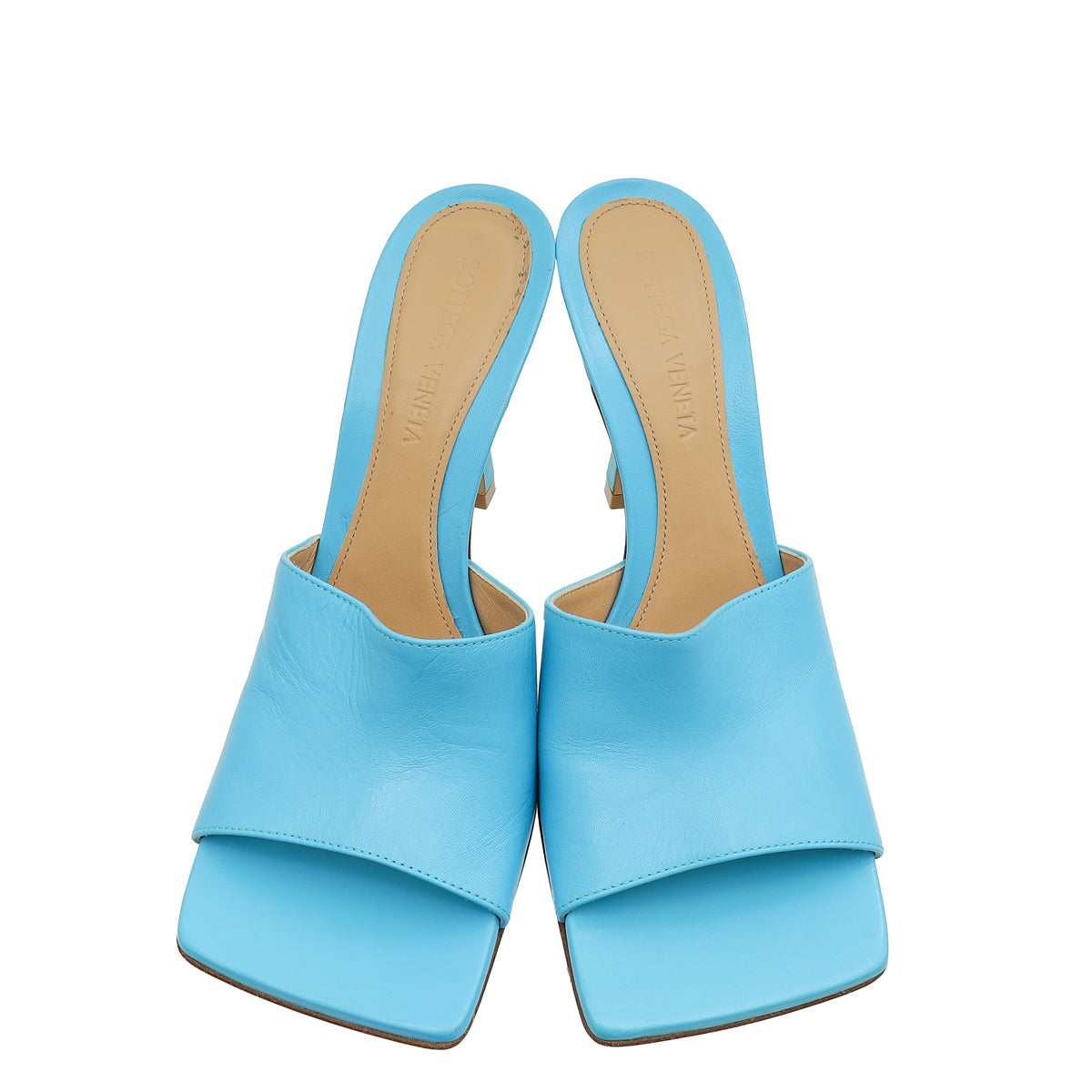 Bottega Veneta Blue Stretch Heeled Mule 37