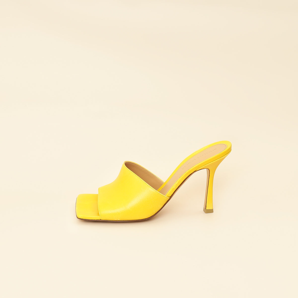Bottega Veneta Yellow Stretch Heeled Mule 38.5