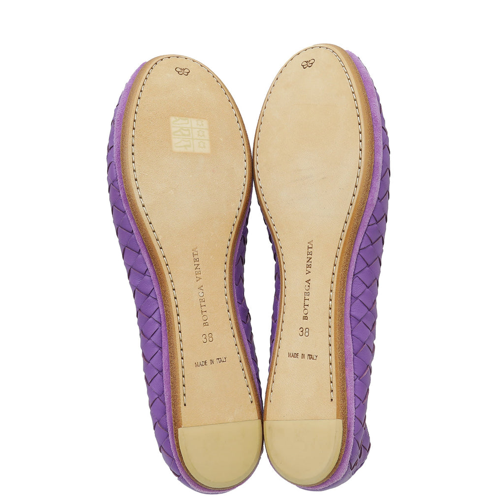 Bottega Veneta Violet Round Toe Ballet Flats 38