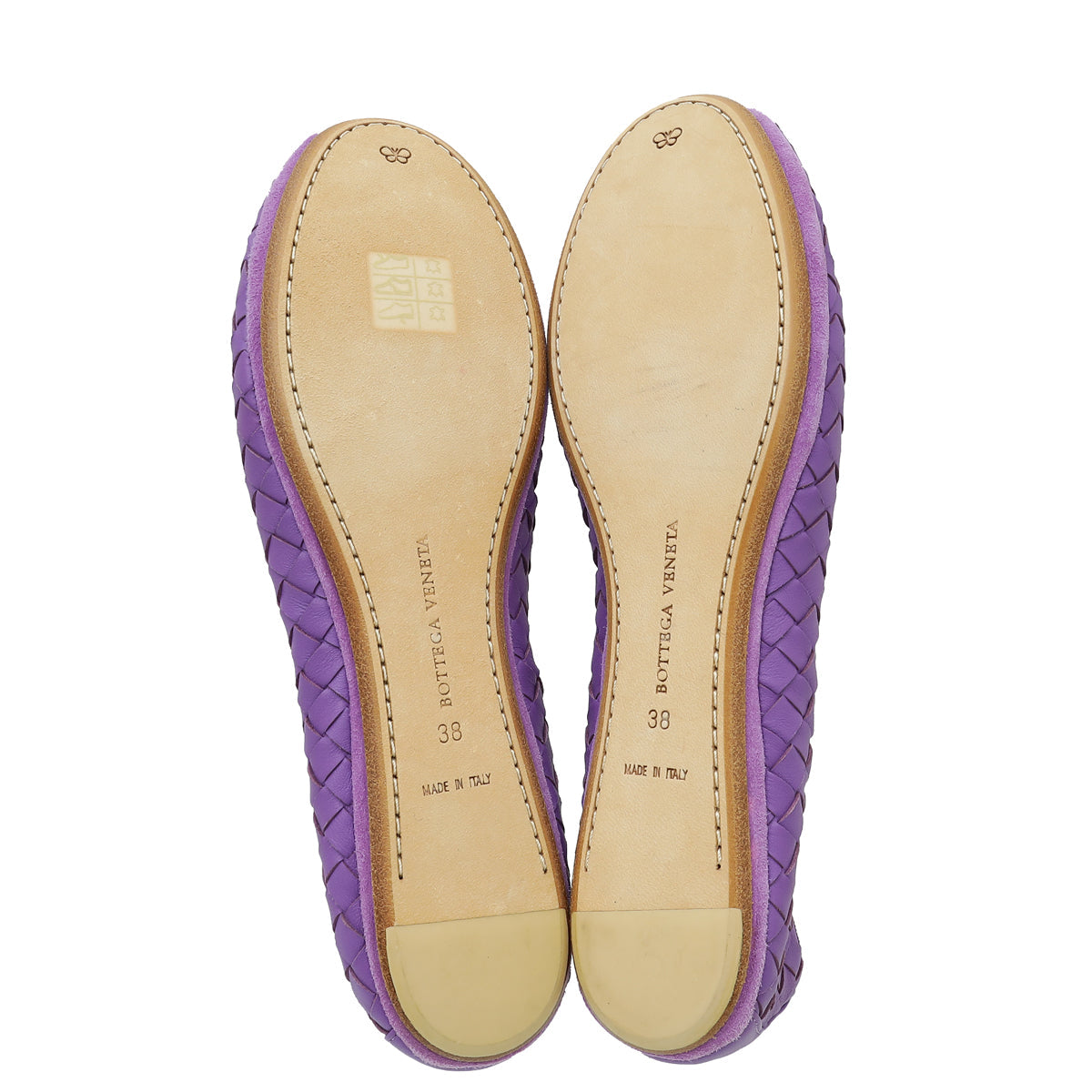 Bottega Veneta Violet Round Toe Ballet Flats 38