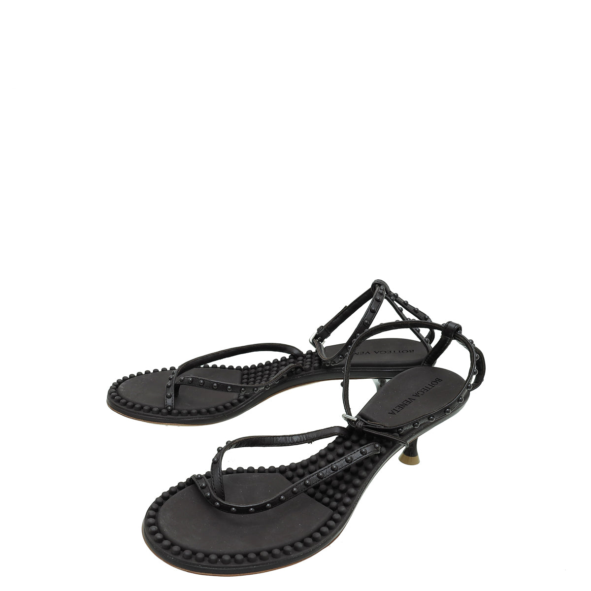 Bottega Veneta Chocolate Lagoon Bubble Ankle Strap Thong Sandals 38