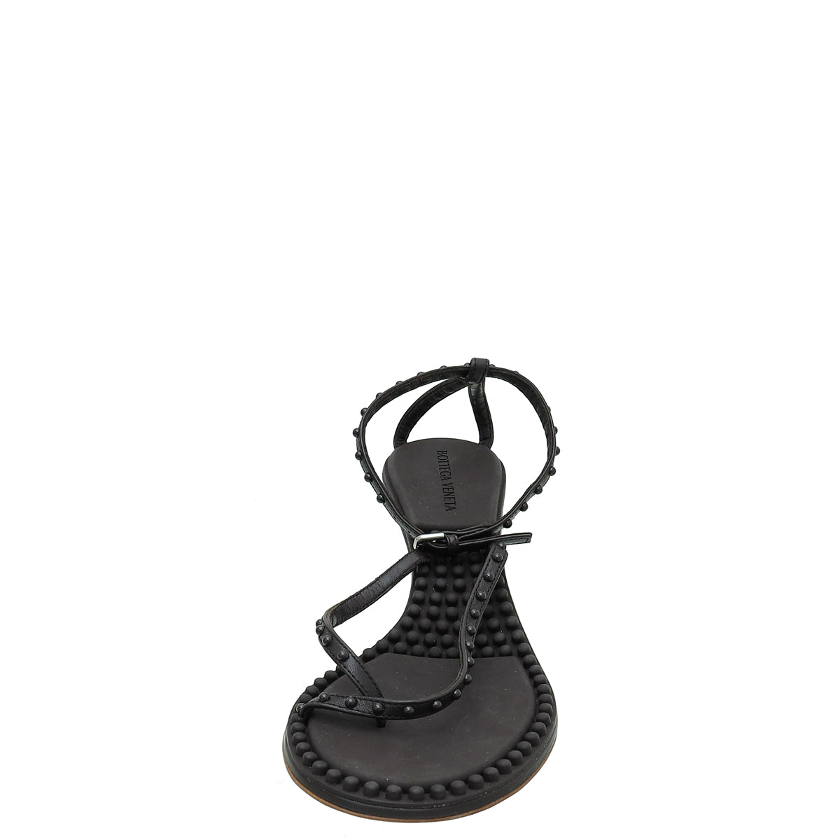 Bottega Veneta Chocolate Lagoon Bubble Ankle Strap Thong Sandals 38
